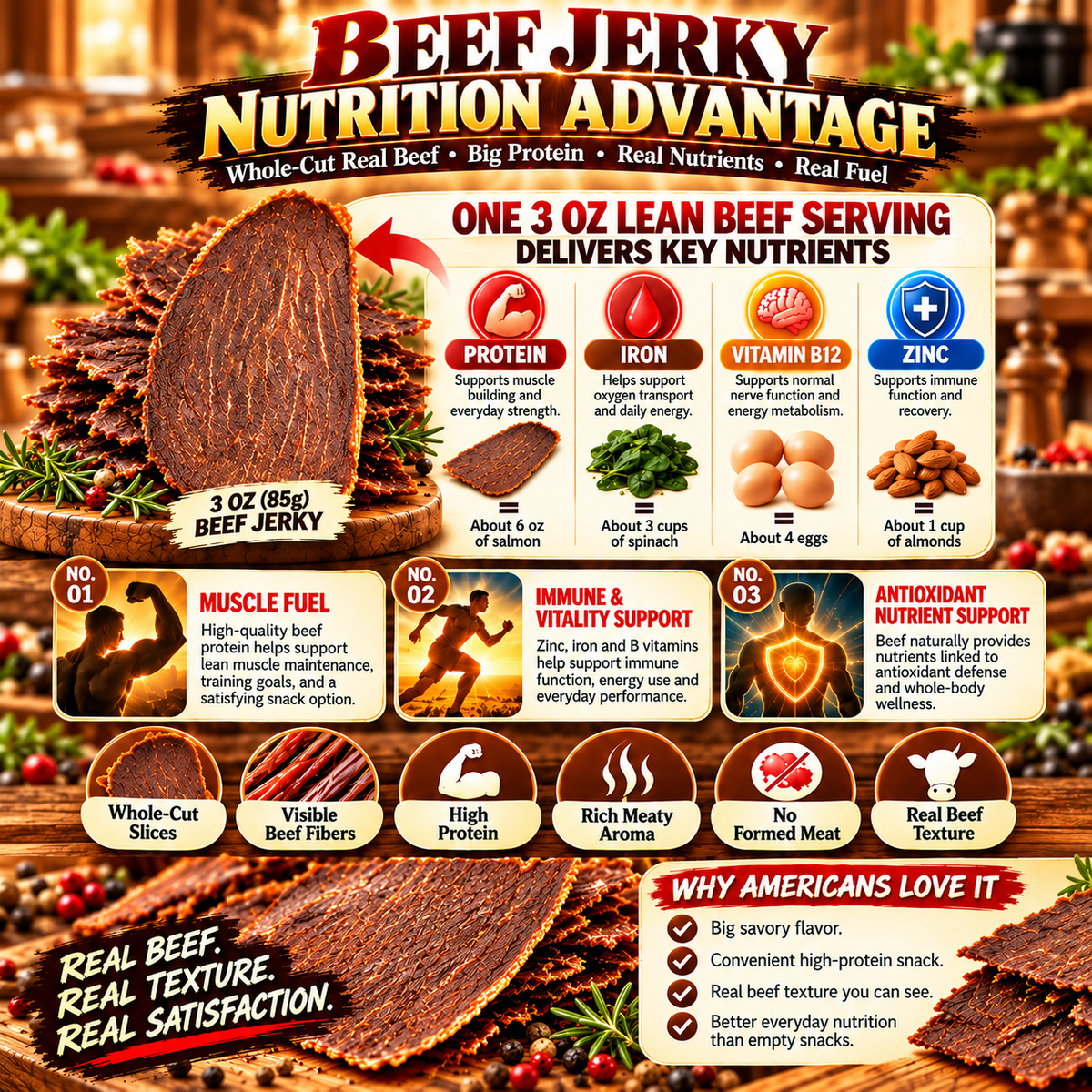 👑 Premium Reserve Beef Jerky — Meaty Whole-Cut Slices, Rich Beef Aroma & Satisfying Chewy Texture in Every Bite 🥩✨-8CR5
