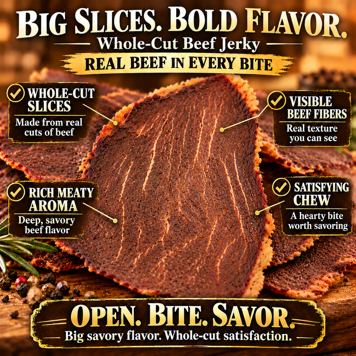 👑 Premium Reserve Beef Jerky — Meaty Whole-Cut Slices, Rich Beef Aroma & Satisfying Chewy Texture in Every Bite 🥩✨-8CR5