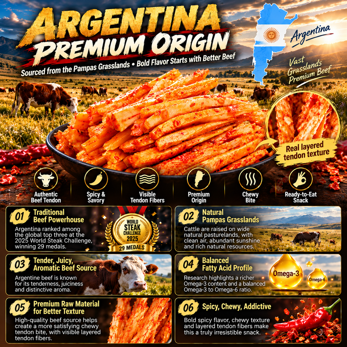 🌶️ Premium Chili-Spiced Beef Backstrap Strips - Bold Chili Heat 🔥 Springy, Satisfyingly Chewy & Packed with Rich-8CR5 Savory Flavor