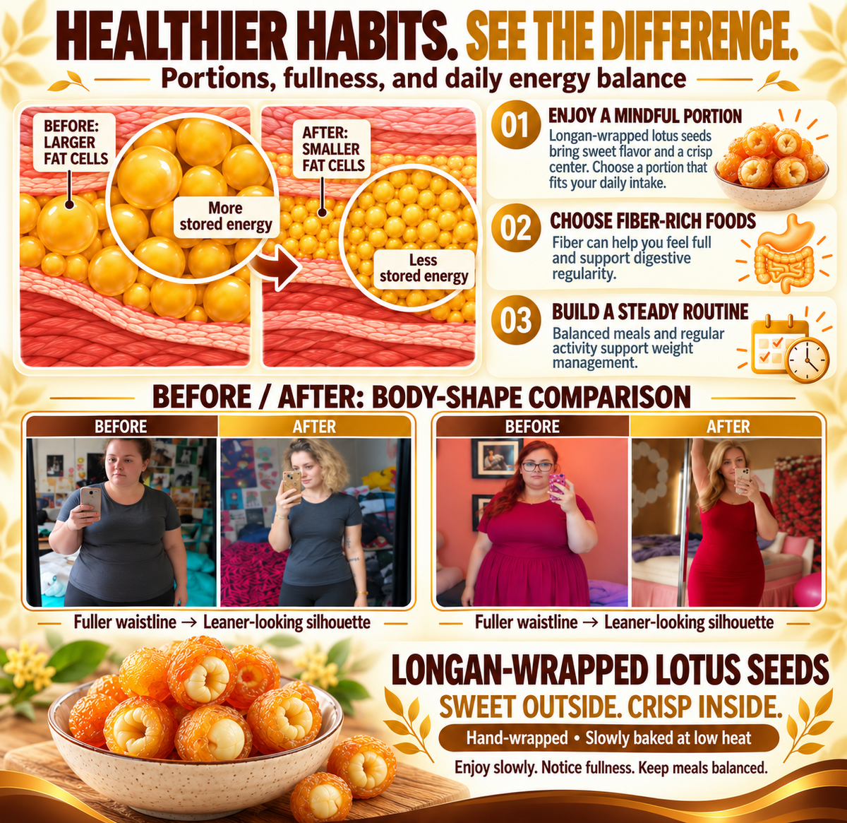 🍯 Golden Longan Stuffed with Lotus Seed 🍯 Natural Dried Fruit Snack, No Added Sugar, Chewy & Nutritious-8RH7