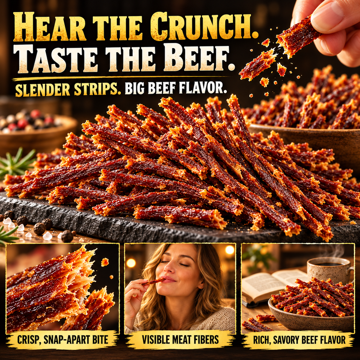 🥩 Angus Beef Crisp Strips ✨ Bold Beef Flavor, Satisfying Crunch,Pure Natural, No Additives-8RH7