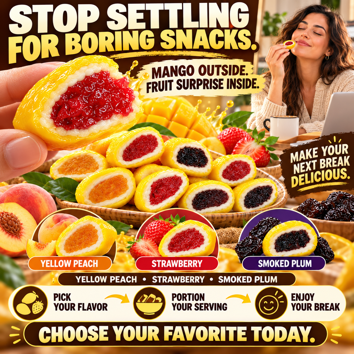 🥭 Mango Hug Fruit Bites 🍓 Three Flavors to Satisfy Your Taste Buds 🍑 All‑Natural With No Additives-8RH7