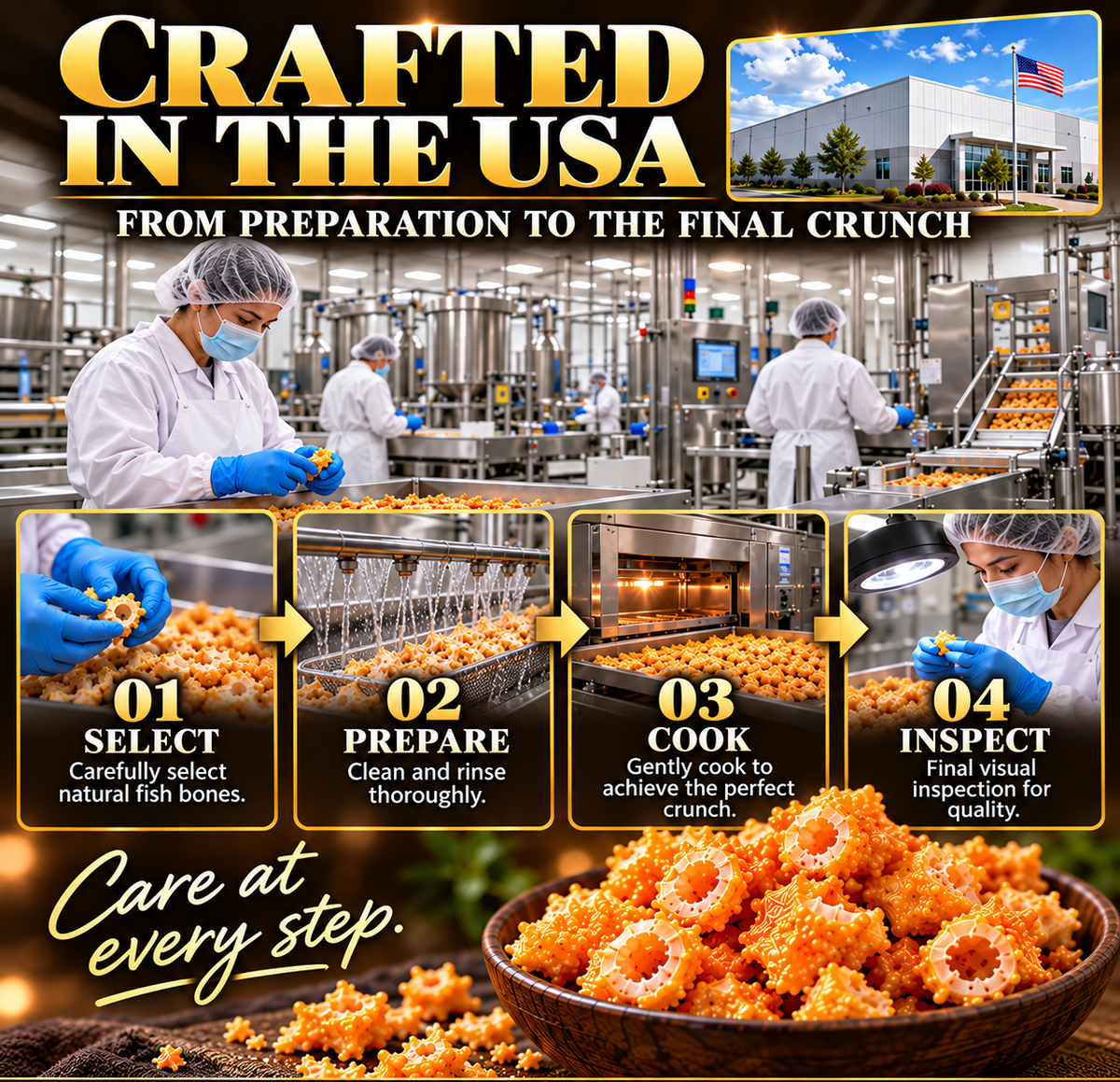 🔥 High-Calcium Crispy Fish Bones 🔥 Make Everyday Nutrition a Priority ✨ Enjoy the Golden Crunch-8RH7