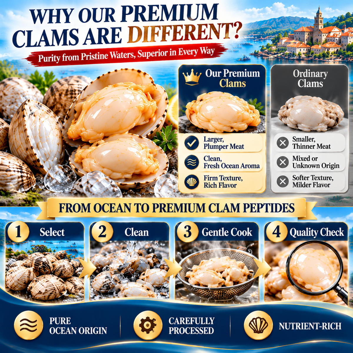 🔥 Spanish Galicia Premium Clam Meat 🌶️ Gourmet Spicy Seafood, Plump & Tender Bites with Rich Ocean Flavor-8RH7