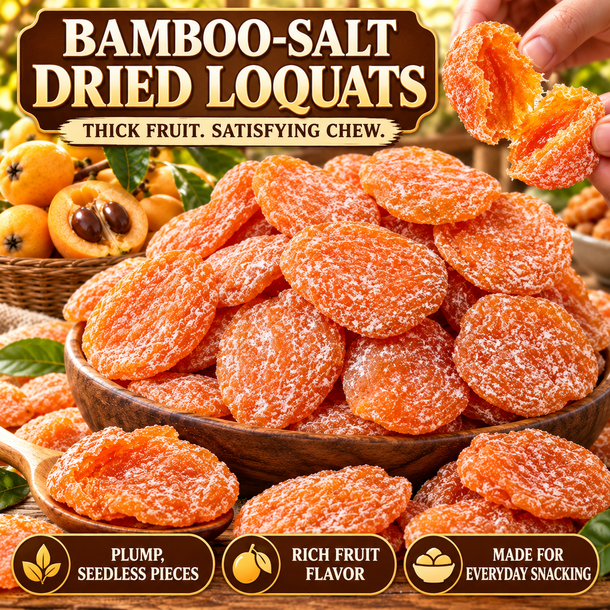🩸⚠️ Watching Your Blood Sugar & Cholesterol? 🍊🌿 Bamboo Salt Dried Loquat – Rethink Your Daily Snack Choices! 🛒✨-8CR5