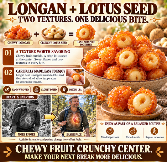 🍯 Golden Longan Stuffed with Lotus Seed 🍯 Natural Dried Fruit Snack, No Added Sugar, Chewy & Nutritious-8RH7