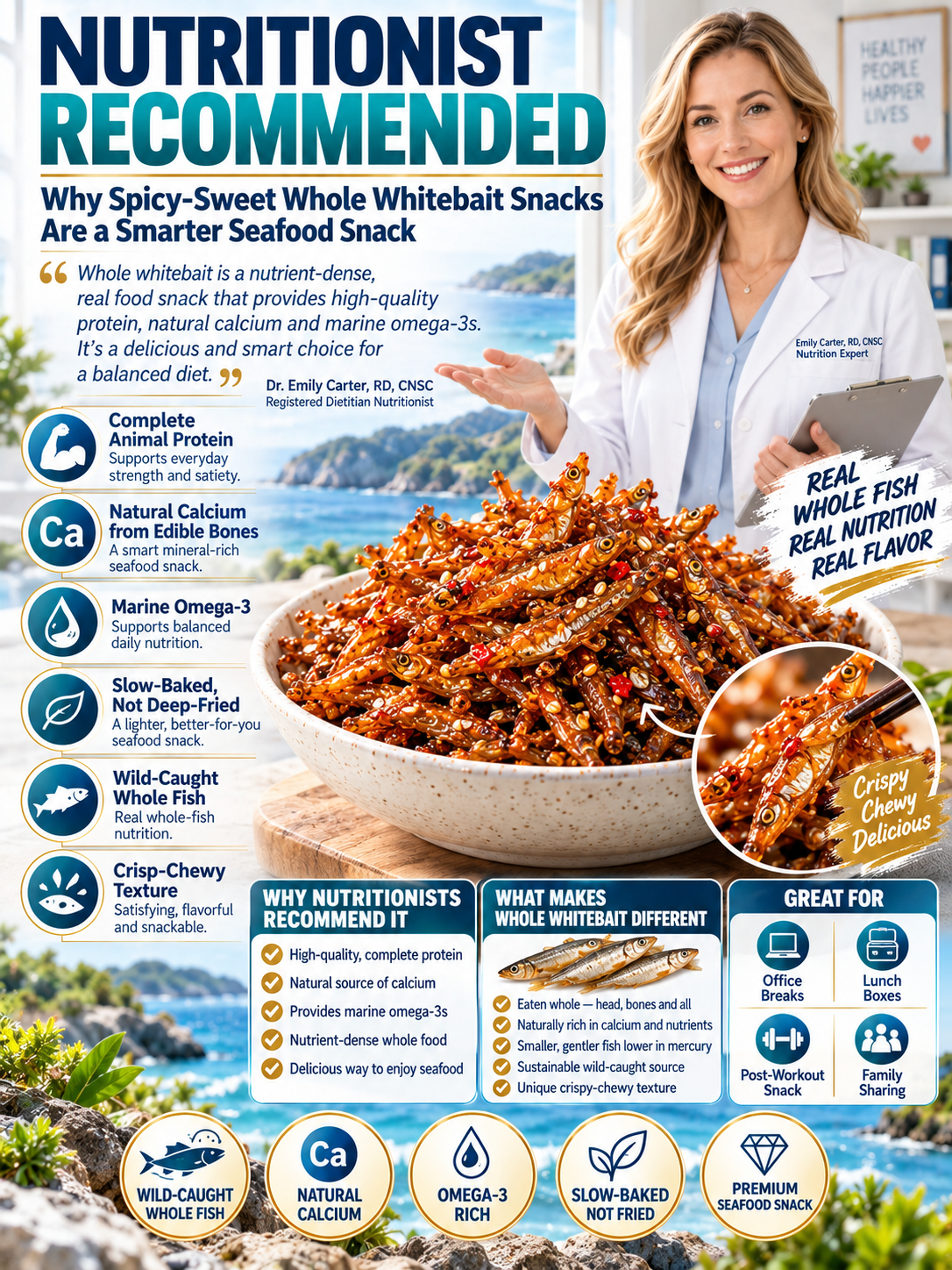 🔥 Limited Seasonal Catch | Spicy-Sweet Whole Whitebait Snacks – Wild-Caught New Zealand Fish, Slow-Baked, Crispy & Protein-Rich-8CR5