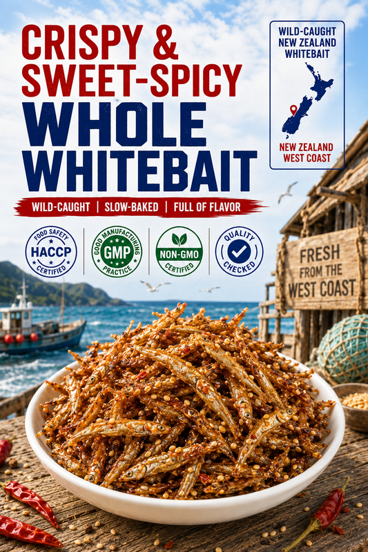 🔥 Limited Seasonal Catch | Spicy-Sweet Whole Whitebait Snacks – Wild-Caught New Zealand Fish, Slow-Baked, Crispy & Protein-Rich-8CR5